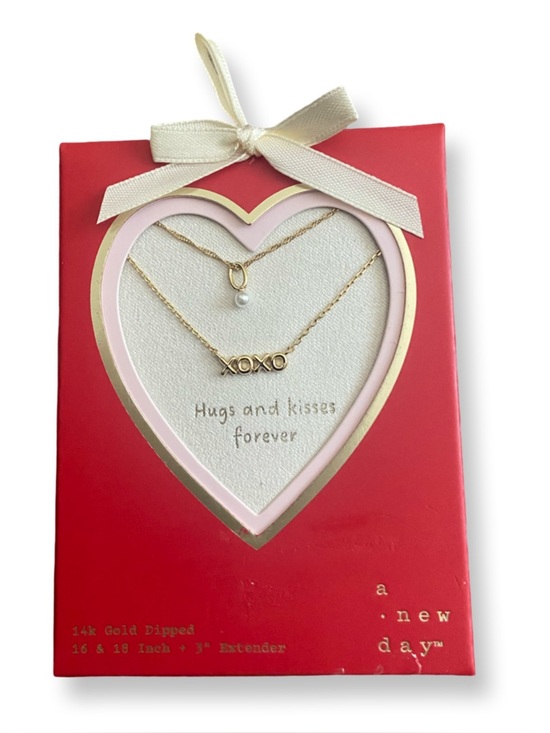 a new day Jewelry - New Day layered necklace set - features "XOXO" and faux pearl pendant